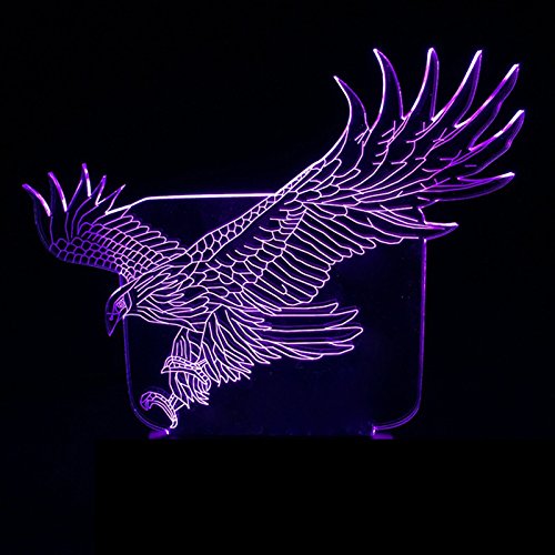 Creativo 3D Águila Animal Luz De Noche 16 Colores Que Cambian