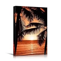 Canvas Wall Art Silhouette Palm Tree Bedroom Multicolor Nature Neon Photography Trees Tropical Urban - 12x18 inches