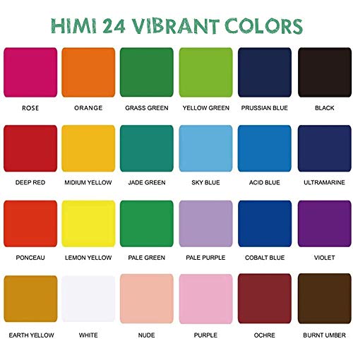 HIMI Gouache-verfset, 24 kleuren x 30ml, uniek ontwerp met minicups, 3 verfborstels in een draagtas, perfect voor… - Image 3