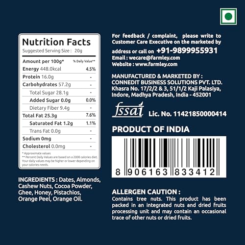 Image of Farmley Dark Choco Orange Date Bites (20 g, Pack of 1, Choco Orange Date Bites)
