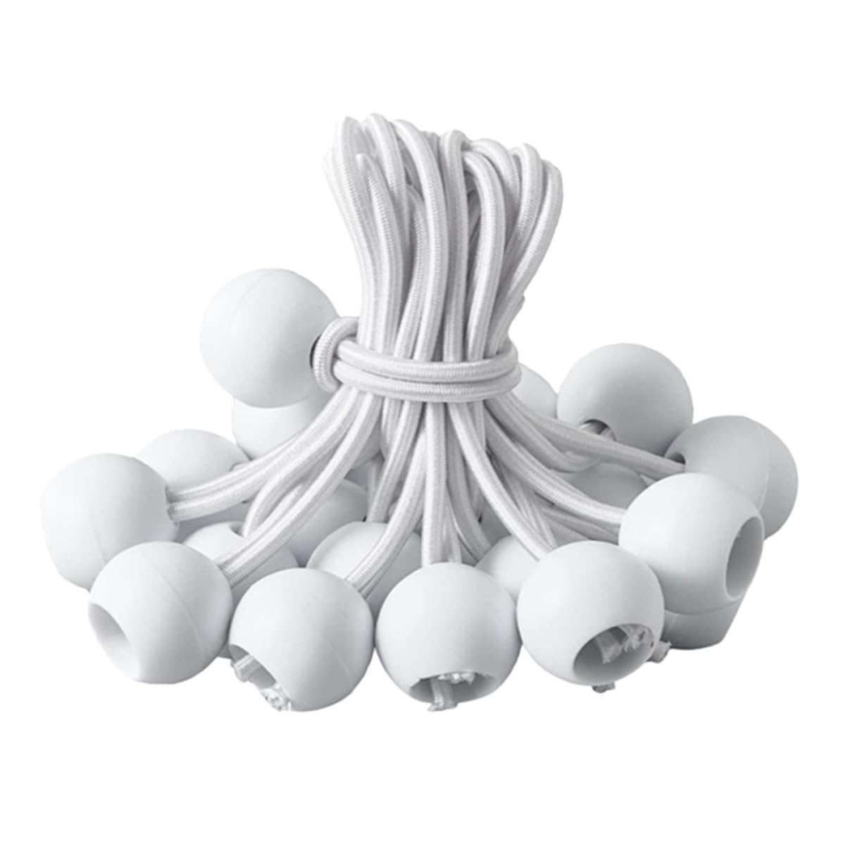 Tendeurs élastiques à boule BETOOKY blancs pour bâche et tente | Lot de 50