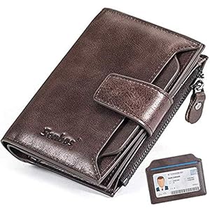 Senbos Portemonnee, heren, leer, bruin, met muntvak, creditcardvakjes en kaartenetuis, inclusief geschenkdoos voor Valentijnsdag, donkerbruin