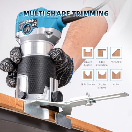 KATSU Tools Electric Hand Trimmer Wood Router Laminator Joiners Tool 710W, Soft Start, Aluminum Body and Trimmer Base, 3 Chuck Collets 1/4", 6mm and 8mm for DIY Woodworking 101742 9 KATSU Tools Electric Hand Trimmer Wood Router Laminator Joiners Tool 710W, Soft Start, Aluminum Body and Trimmer Base, 3 Chuck Collets 1/4", 6mm and 8mm for DIY Woodworking 101742 - Image 9