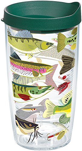 Tervis Freshwater Fish and Lures Tumbler with Wrap and Hunter Green Lid 16oz, Clear - //coolthings.us