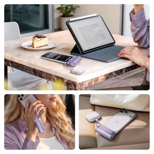 Image of sharge Mini Portable Charger 5800mAh, Power Bank with Built-in USB-C Cable