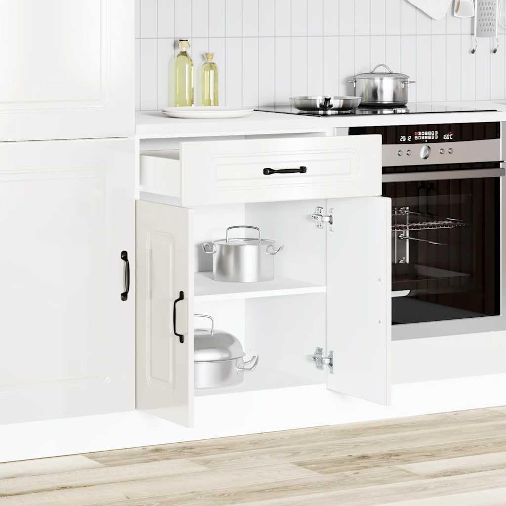 vidaXL Armoire de Cuisine Kalmar Blanc Brillant Bois ingénierie
