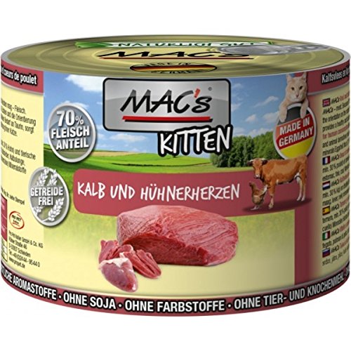 Produktbild von MAC's Cat Kitten Kalb & Hühnerherzen - 6 x 200 g