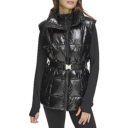 DKNY Women's Performance Puffer Vest Belted Wet Sire2