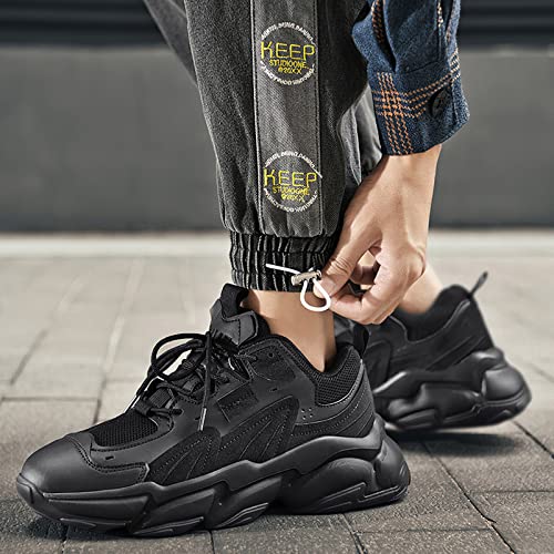 ANUFER Mens PU Sport Shoes Fashion Chunky Sneakers Height Increasing Trainers2