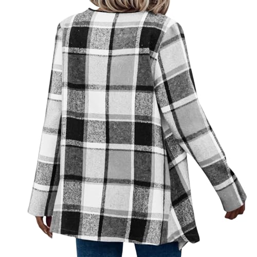 Plaid Jacket for Woman Open Front Waterfall Collar Asymmetrical Coat Casual Business Jackets Fall Spring Outfis Trendy3