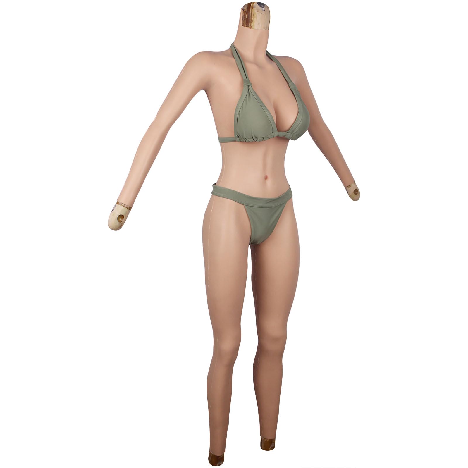 Silicone Bodysuit with Breast Forms Male to Female Ankle Length Trousers for Crossdresser Drag Queen Breastplate Cosplay