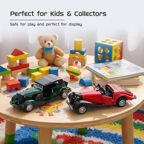 Image of Amazon Brand - Metal Die Cast 1:37 Vintage Open Car | Red | Classic Collectable Model for Kids & Adults