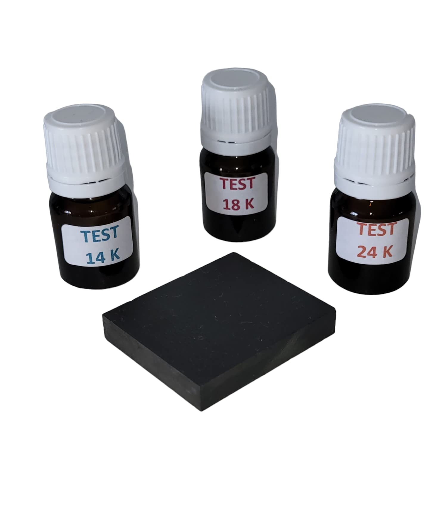 Kit Tester Per Oro E Argento - 5 Flaconi Con Tappo A Spatola Per 9K, 14K, 18K, 24K E Argento, Con Pietra Di Paragone E Istruzioni - 3