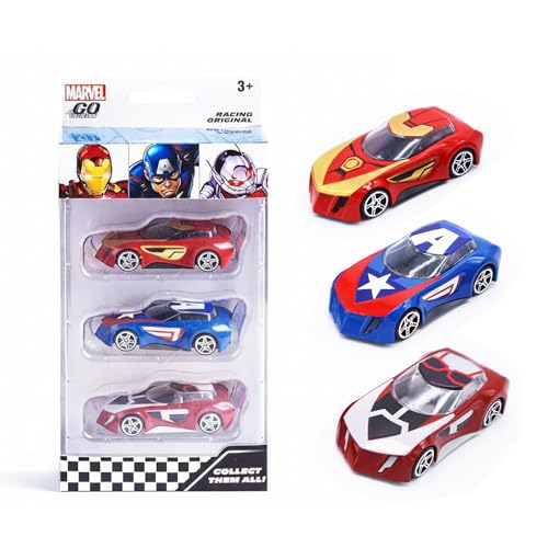 Image of Marvel Go Collection | Rapid Racer 3-Pack| Iron Man, Captain America and Ant-Man | 1:64 Diecast Toy Cars | Ages 3 and Up | Collect Them All | Birthday Gift for Kids