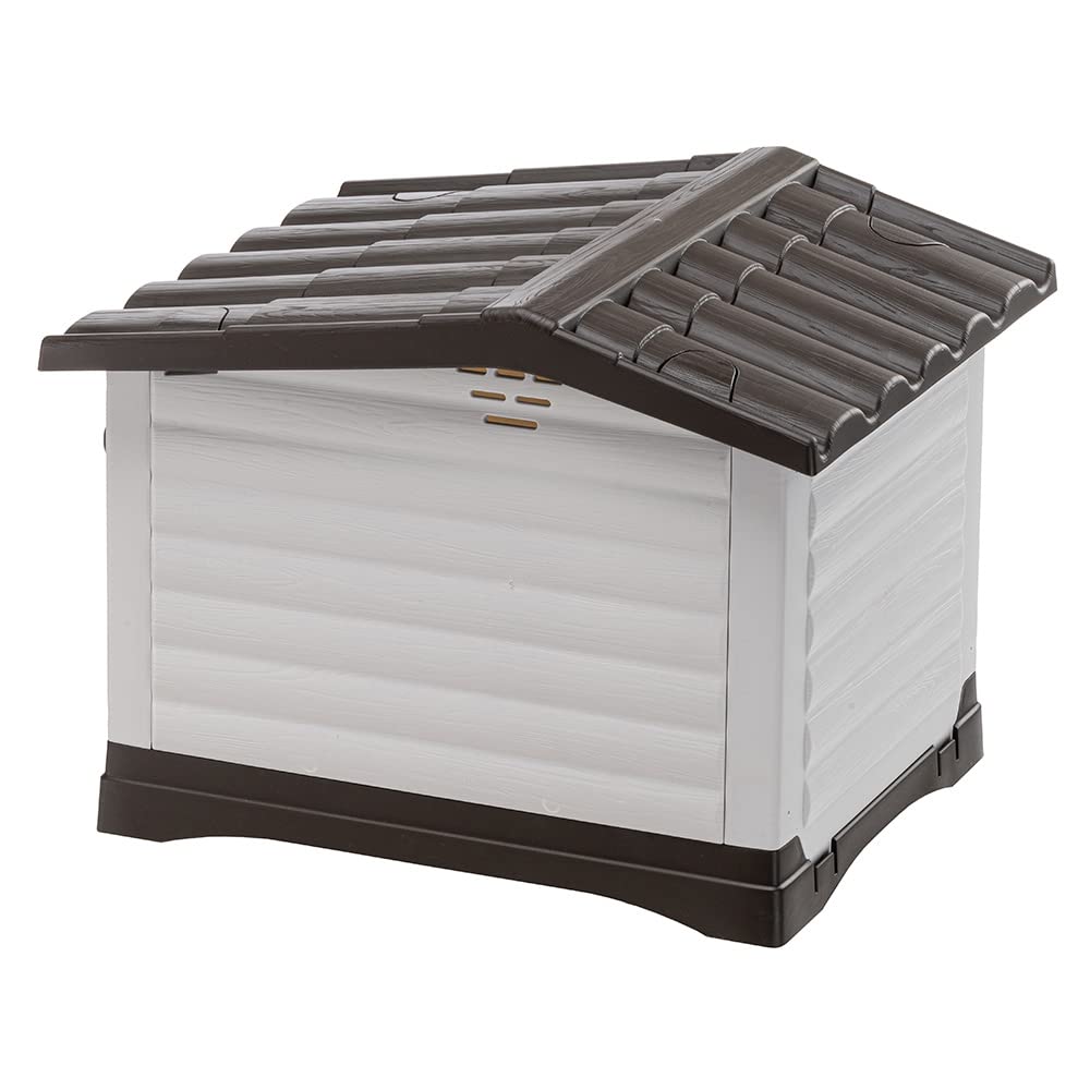 Ferplast DOGVILLA 60 Casetta per Cani, Lato Apribile, Fondo Sollevato Anti Umidità, Sistema Fuoriuscita Liquidi, Tetto Rimovibile Facile Pulizia, Griglia Aerazione, 58 x 48 x h 44 cm