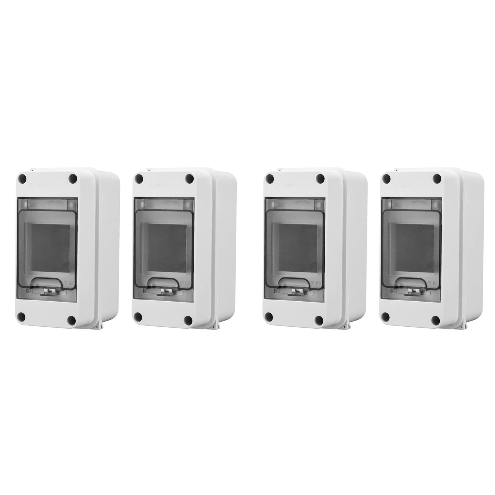 3 Way Distribution Protection Box, Waterproof Transparent Cover 3 DIN Rail Outdoor Distribution Junction Box 4Pcs