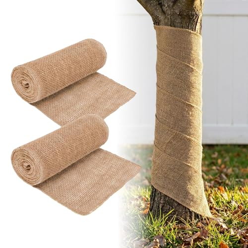 2 Rolls Burlap Roll - Burlap Tree Wraps To Protect Bark 7.8 X 118 Sackcloth Fabric Wrap Burlap Plant Covers Freeze Protection Tree Covers For Winter Garden Plants Tree Trunk Protector Jute Keep Warm