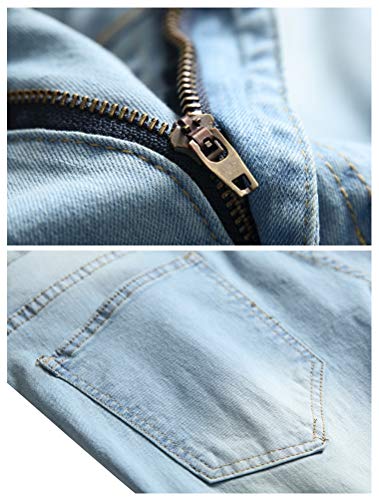 Image of PASOK Men's Casual Denim Shorts Distressed Stretchy Jeans Shorts Ripped Short Pants