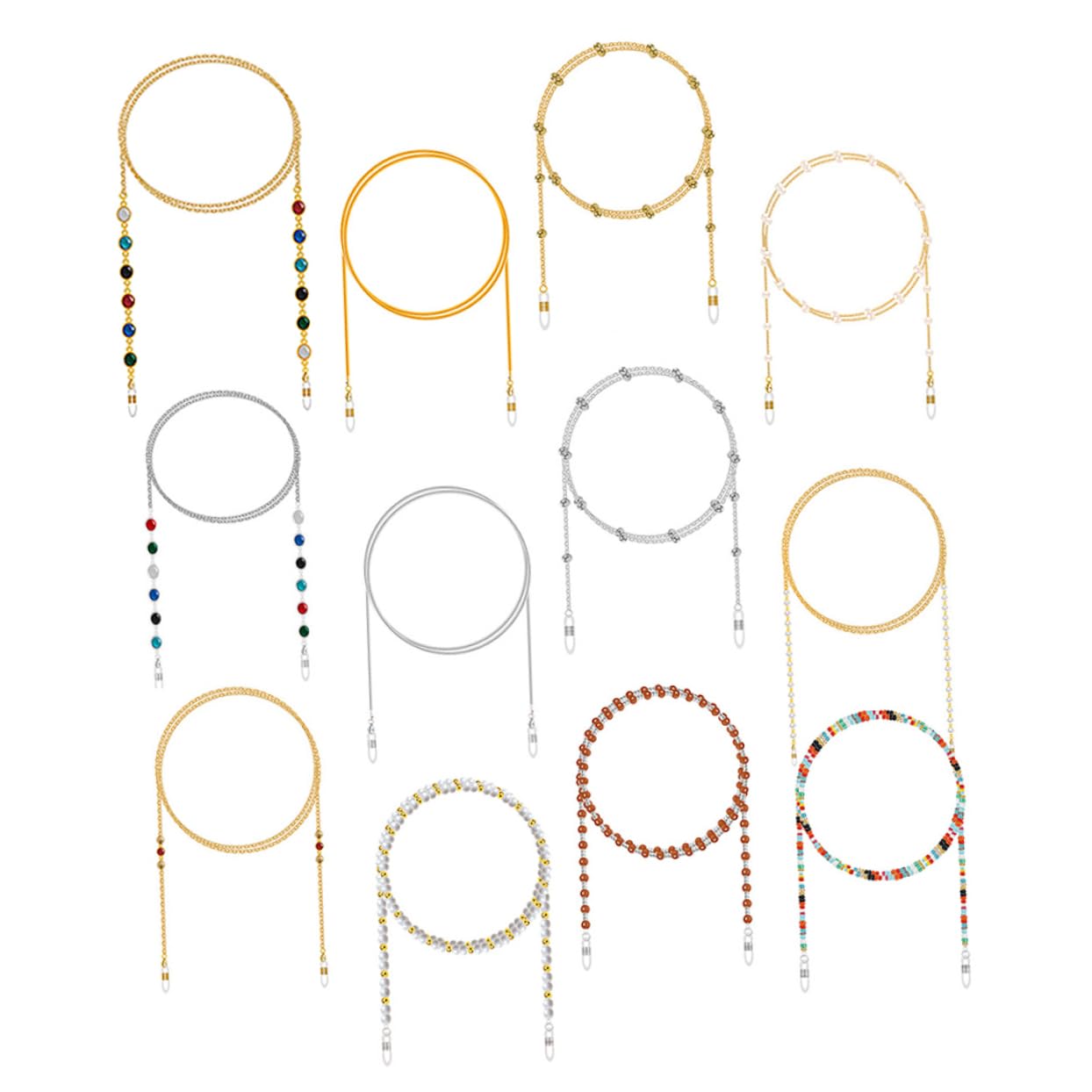 COLLBATH 12 Piezas Cadena para Gafas Decorativa de Cordón Antideslizante para Gafas Cordón Creativo y Mascarillas