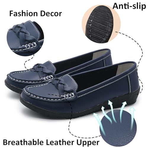 Image of Women Loafers Flexible Breathable Slip-On Comfortable Sole Low Wedge Loafers for Women Ladies Shoes for Walking