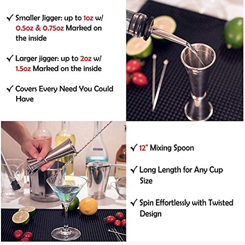 Kit de bartender con coctelera y accesorios de acero miniatura 7