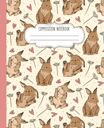 Cute Bunny Composition Notebook: Wide Ruled 110-Page Journal For Rabbit lovers, Kids, College Students, Teachers, School, Office, or Work image 2