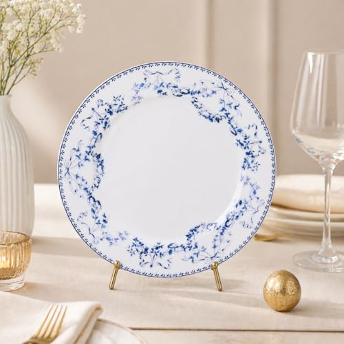 Image of NFI essentials 8 inch Ceramic Quarter Plate with Elegant Blue Floral Design, Premium Serving Plate for Snacks, Desserts, Breakfast & Appetizers, Microwave & Dishwasher Safe