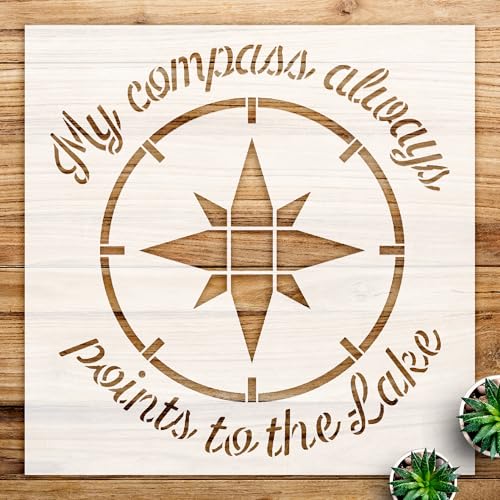 Compass Stencil Pattern for Wood and Walls, Reusable Mylar Template, Ideal for DIY Home Decor and Nature Lover Crafts - Size A1 (23.4