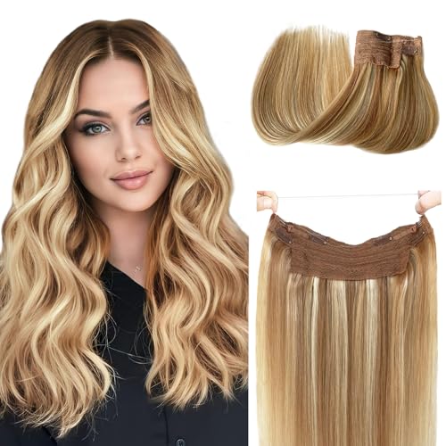 Wire Human Hair Extensions Ombre Golden Brown to Platinum Blonde