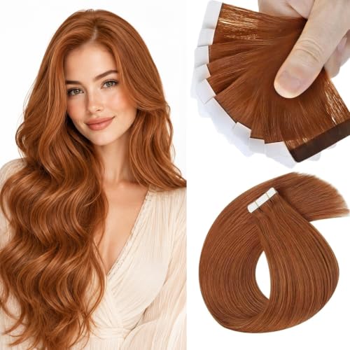 Image of Sunny Hair Tape in Hair Extensions Human Hair Copper Orange