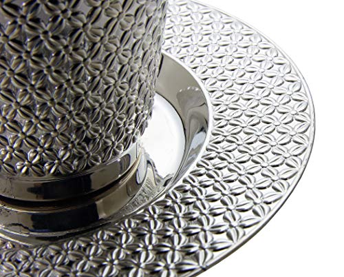 Exquisite 100 Pcs - 50 Sets Of 5.5 Oz Disposable Plastic Kiddush Cup And Tatz Silver Cup And Saucer Set For Passover, Shabbat, Wedding, Brit And Year Round - Bulk Pack #TOP2