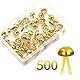NIYATA 500 Stück Musterbeutelklammern 6 mm, Musterklammern, Rundkopfklammern, Musterklammer, Musterbeutelklammer, Mini Brads für Schule Büro Scrapbooking Papier Briefklammern Basteln Handwerk, Gold