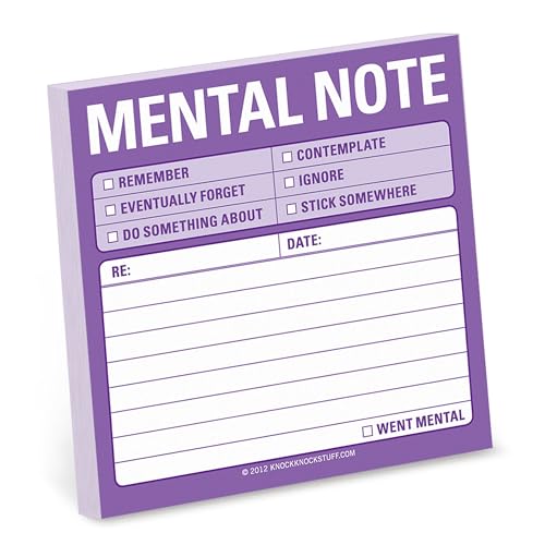 1-Count Knock Knock Mental Note Sticky Notes to Do List Notepads 3 x 3-inches Each