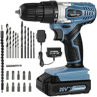 C P CHANTPOWER Cordless Drill Set, 20V Electric Power Drill Driver with Battery and Charger, 10mm Keyless Chuck, Variable Speed, 16 Position and 22pcs Accessoris