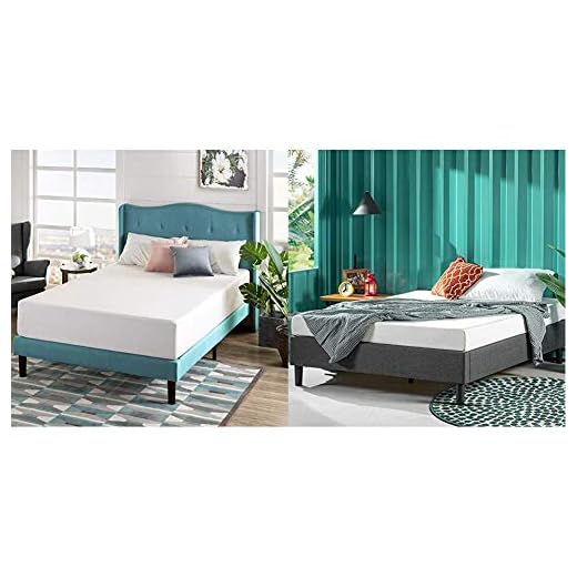 Zinus 12 Inch Green Tea Memory Foam Mattress/CertiPUR-US Certified/Bed-in-a-Box/Pressure Relieving, Queen & Curtis Platform, Queen, Grey