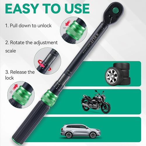 Image of Click Torque Wrench, Dual-Direction Adjustable 72 Tooth Ratchet, ±3% Accuracy, Small Torque Wrench for Bike, Motorcycle and Car Repair (1 /2 inch, 6PCS)