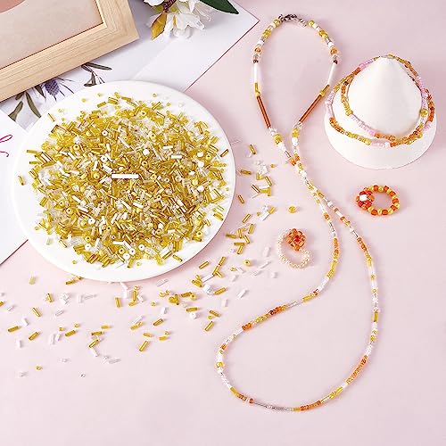 BEEFLYING 1 Pack Glass Seed Beads 1.5-4.5mm Tube Spacer for DIY Jewelry Making Bracelet Necklace Earring (Yellow) - Image 4