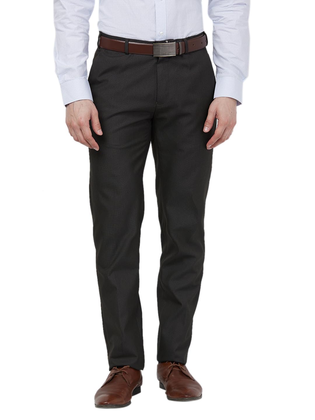 raymond Men's Mid Rise Slim Fit Structure Pattern Polyester Blend Formal Trouser-picture-26
