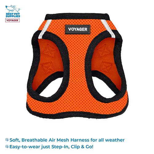 Image of Voyager Step-in Air All Weather Mesh Harness and Reflective 5 ft Dog Leash with Neoprene Handle for Small, Medium and Large Breed Puppies by Best Pet Supplies - Orange Base, XL