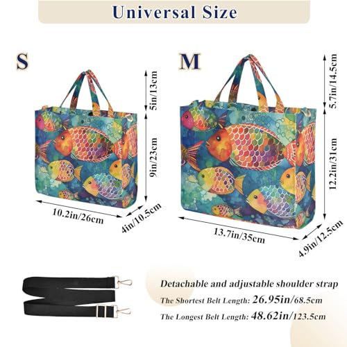 Bolso tote de mujer con estampado de peces acuarela miniatura 3
