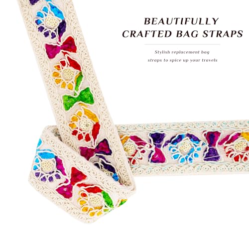 Image of chushui Knit Purse Strap, Colorful Floral Pattern Replacement Crossbody Wide Adjustable Shoulder Strap for Bags and Handbags