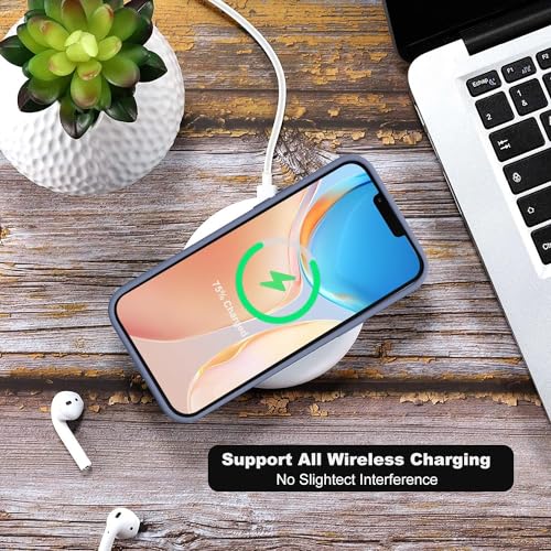 Image of DIZORO Compatible with iPhone 15 PRO MAX Camera Protection Case 6.7, Slim Liquid Silicone 3 Layers Full Covered Soft Gel Rubber Phone Case Protective Cover 6.7 Inch - Lavender Grey