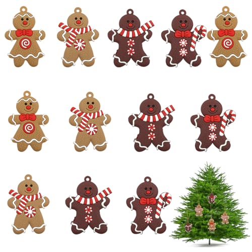 Weihnachtsbaumschmuck, 12 Stück Lebkuchenmann Weihnachtsschmuck,...