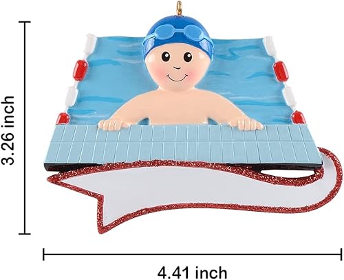 Miniatura 5 de Adorno de Navidad personalizado para niño de natación 2022 adorno de niño nadador en la piscina regalos de recuerdo deportivo para entrenadores de