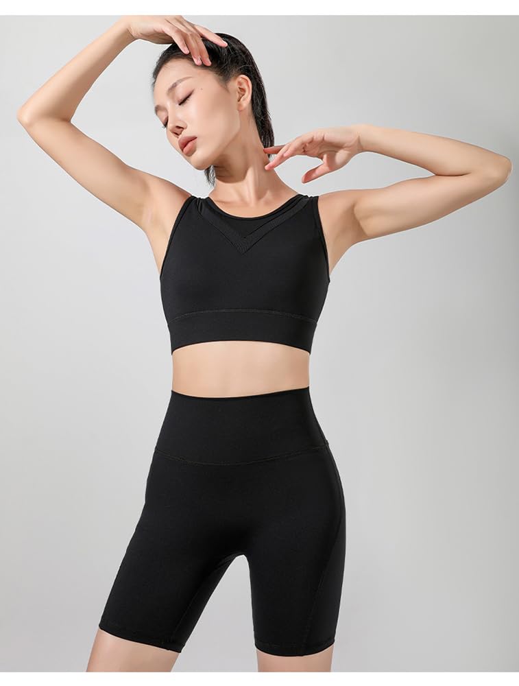 DAISHA LTD Women's High Waisted Tummy Control Shapewear Workout Pants Biker Shorts. Butt Lifting Short Athletic Leggings Black