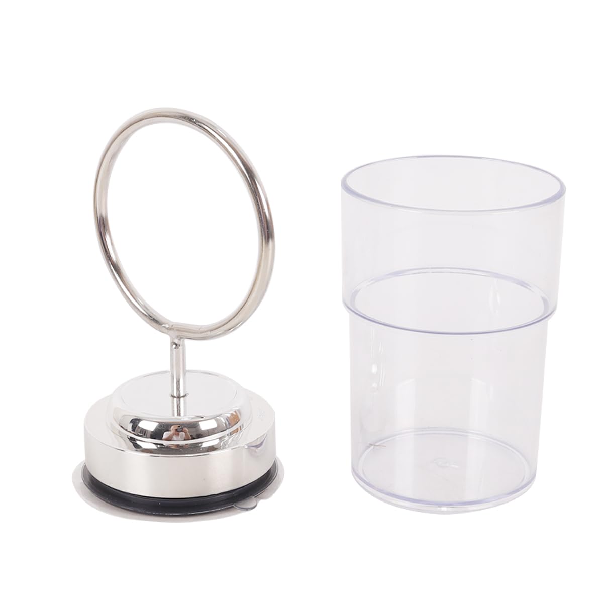 Alide Sucti-on Cup Toothbrush Tumbler Holder, Wall Mounted Stainless Steel Toothpaste Glass Tumbler, for Lavatory, Bathroom