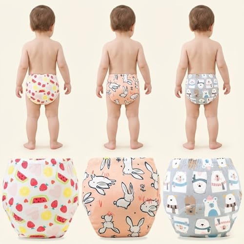 Image of Bembika Baby Training Pant Soft Cotton Reusable Potty Training Pants For Kids Leak-Resistant, Padded Underwear For Babies To Support Diaper Free Transition (L Size For 18-24 Months Pack Of 3)