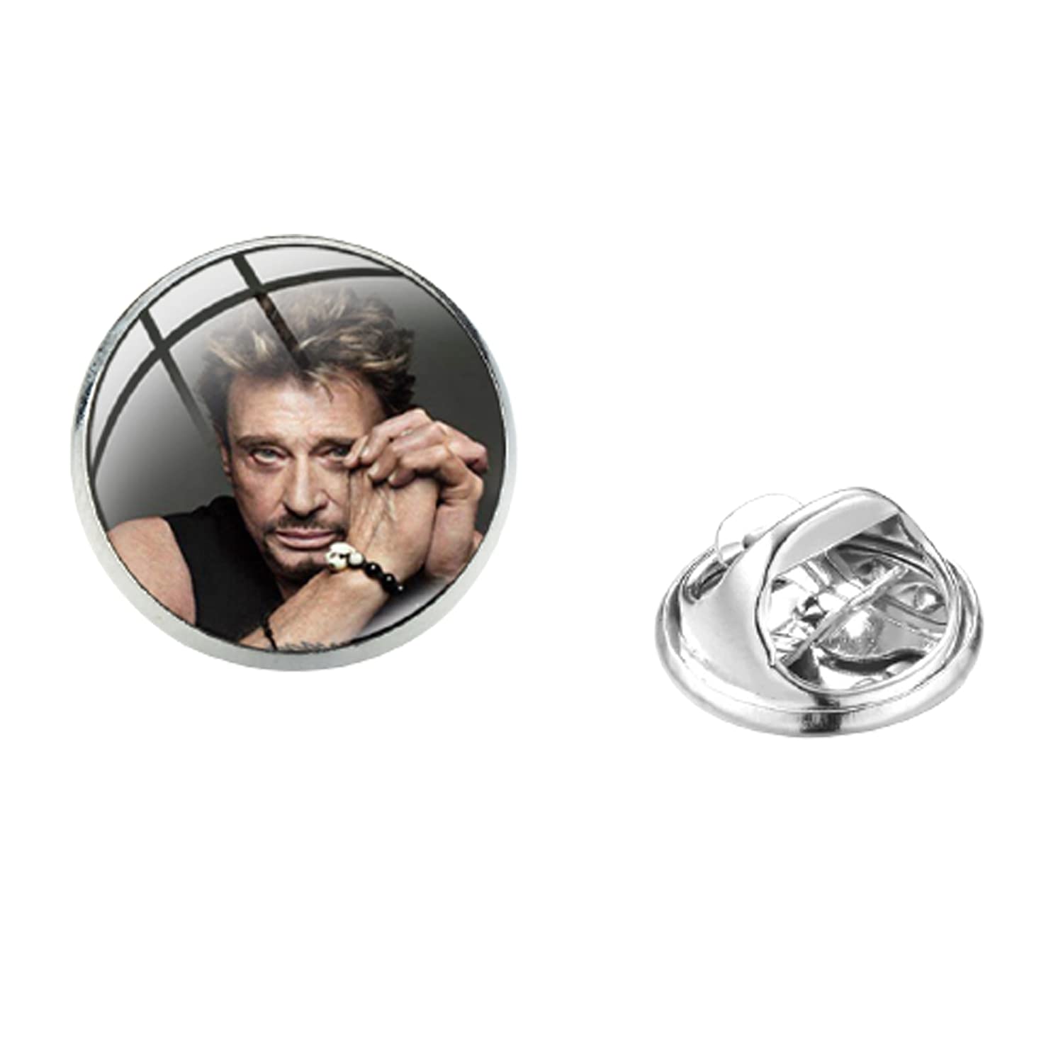 XamicSinger Johnny Hallyday Stainless Pins Badges for Mens Glass Dome Backpack Jackets Brooches Fans Gifts Souvenirs Accessories