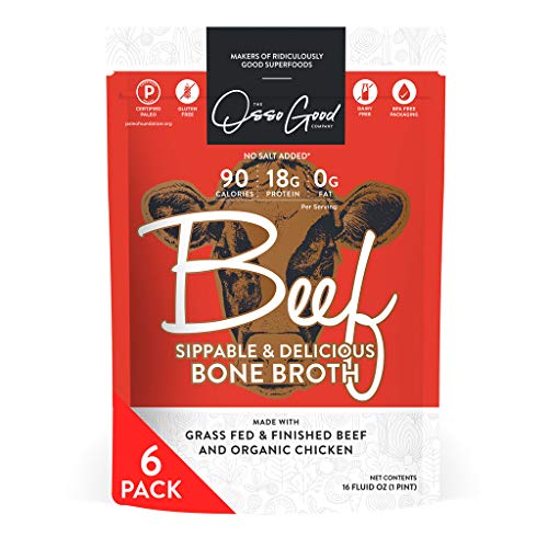 Osso Good Beef Bone Broth, 6 - 16 Ounce Pouches, High in Protein & Collagen, Ships Frozen