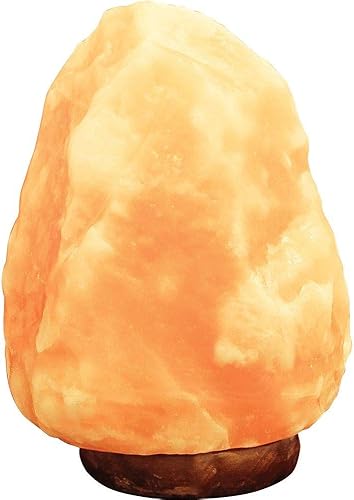 Vista 3 de Works Lámpara de sal del Himalaya 100% natural, lámpara de sal de cristal rosa con base de madera, incluye bombilla de 15 W y cable de 6 pies